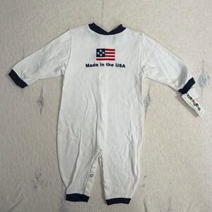 NWT Alexis Babywear Made in USA Patriotic Footless Sleeper Romper Sz Large NOS